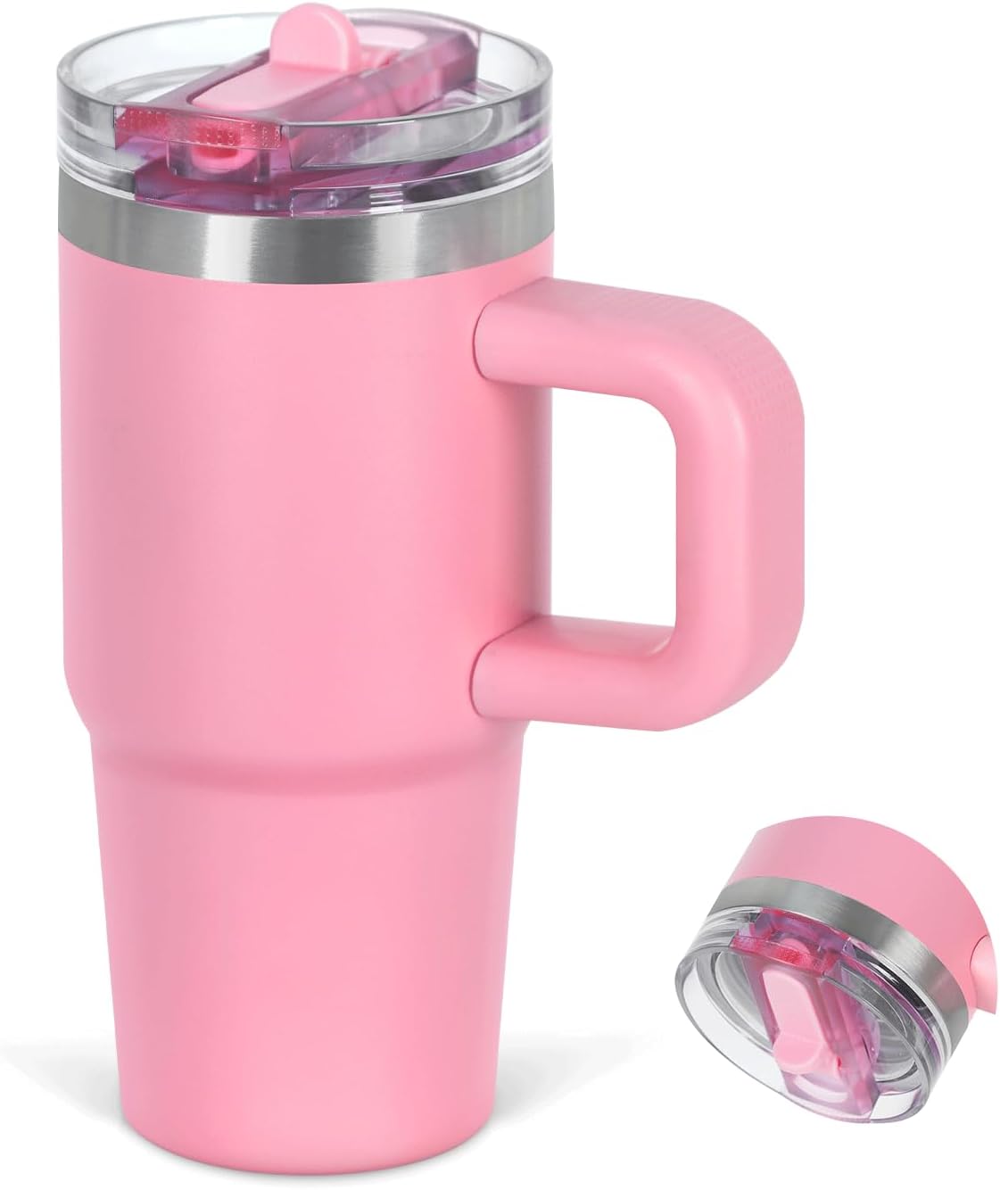Cosictic 14 Oz Flip Straw Tumbler with Handle for Kids, Stainless Steel Double Wall Insulated Cup for Children with Flip Top Lid, 14 Oz Leak-proof Cups for Kids, Sky Blue and Purple