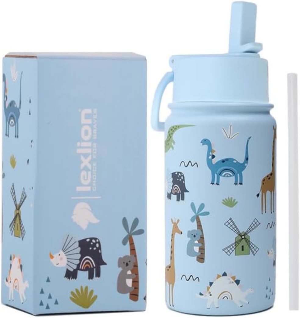 Lexlion Tea Infuser Water Bottle 32 Oz – Triple Wall Insulated Stainless Steel, Loose Leaf & Fruit Strainer, 3 Leakproof Lids, BPA-Free Silicone Sleeve, Reusable Thermal Mug
