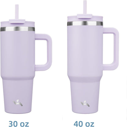Konokyo 30 oz Tumbler with Handle and 2 Straws,2 in 1 Lid Insulated Water Bottle Stainless Steel Travel Coffee Mug,Sky