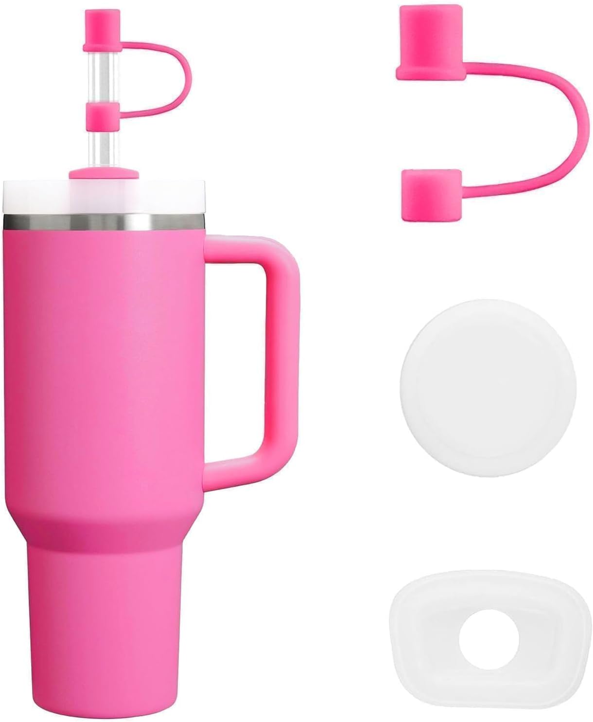 MOLOSLEEVE 21 Colors Straw Toppers Include A Set of Leak-proof Plugs, for Stanley Straw Covers Cap for Stanley Cup 2.0 30oz, 40oz, Silicone, Dust-Proof （Clear）