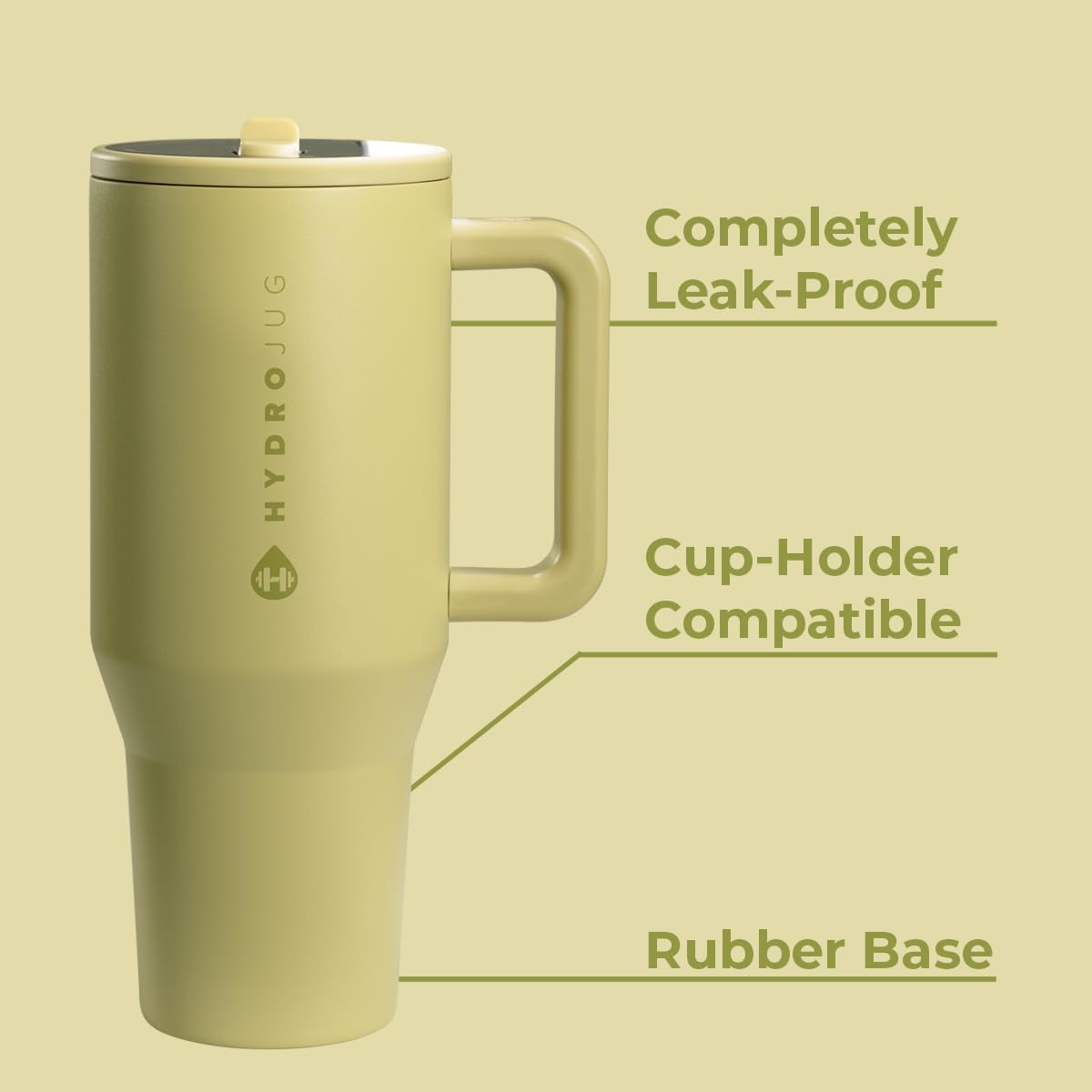 HydroJug Traveler - 40 oz Water Bottle with Handle & Flip Straw - Fits in Cup Holder, Leak Resistant Tumbler-Reusable Insulated Stainless Steel & Rubber Base - Gifts for Women & Men, Light Blue