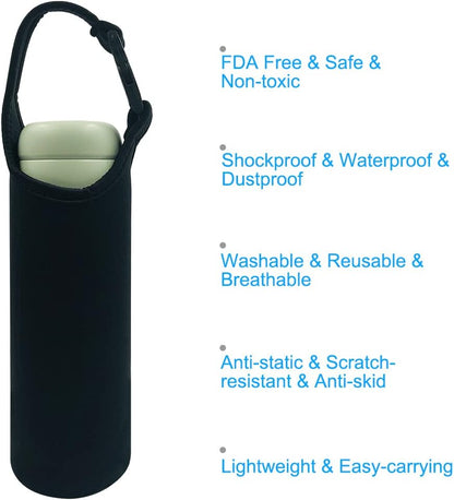 DanziX 4 Pack Water Bottle Carrier, Neoprene Sleeve Water Bottles Cup Carrier with 4 Shoulder Strap,Fit for All 16oz-20oz Sport Water Bottle-Black