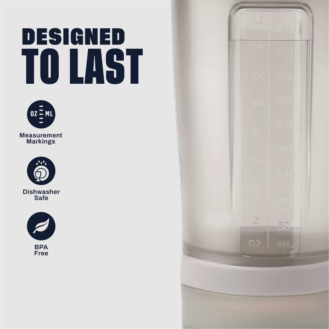 BlenderBottle Shaker Bottle with Pill Organizer and Storage for Protein Powder, Classic V2 ProStak System, 22-Ounce, Midnight Black