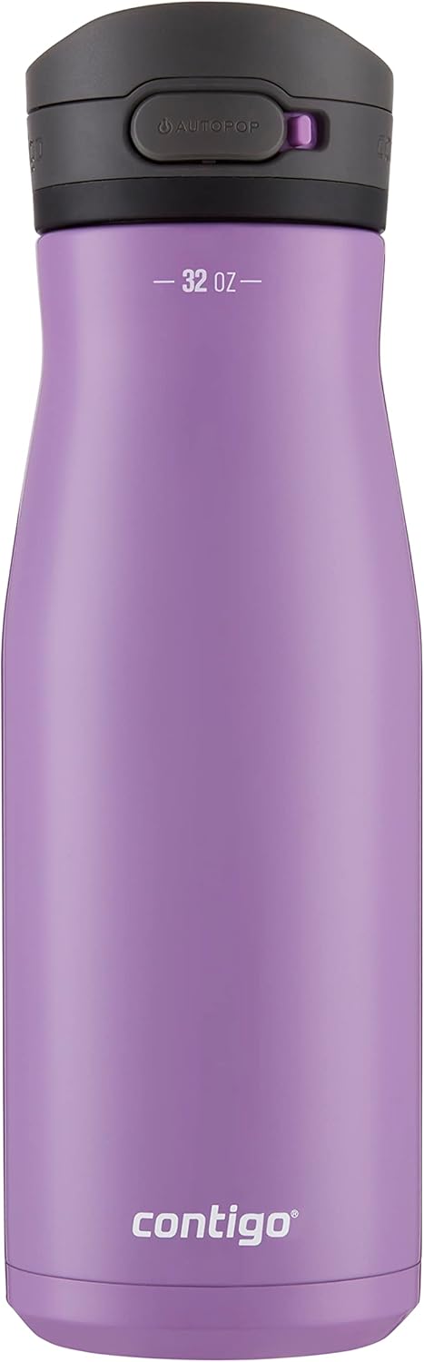 Contigo Jackson Chill 2.0, Vacuum-Insulated Stainless Steel Water Bottle with Secure Lid, Leak-Proof Travel Friendly, 20oz Capacity, Blueberry Color, Keeps Drinks Cold for 12 Hours