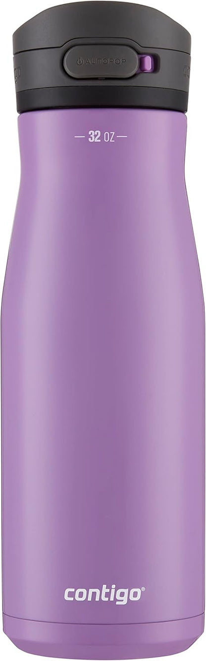 Contigo Jackson Chill 2.0, Vacuum-Insulated Stainless Steel Water Bottle with Secure Lid, Leak-Proof Travel Friendly, 20oz Capacity, Blueberry Color, Keeps Drinks Cold for 12 Hours
