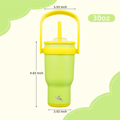 Konokyo 30 oz Tumbler with Side Handle, Insulated Water Bottle with Straw and 2 in 1 Lid, Stainless Steel Cup Travel Coffee Mug for Sports Office Gym,Purple