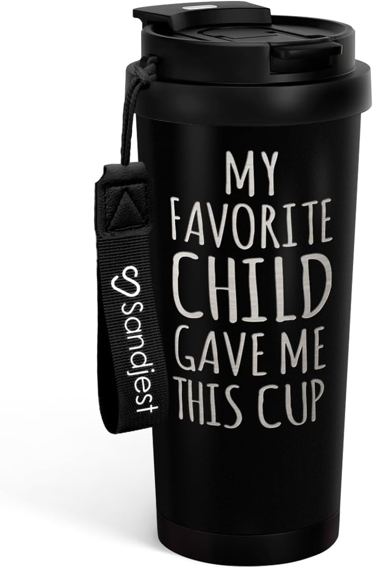 SANDJEST American Flag Tumbler - Stainless Steel 2-in-1 Lid Coffee Tumbler 18 oz, Patriotic Insulated Travel Mug Gift for Men Husband Dad, Birthday Christmas