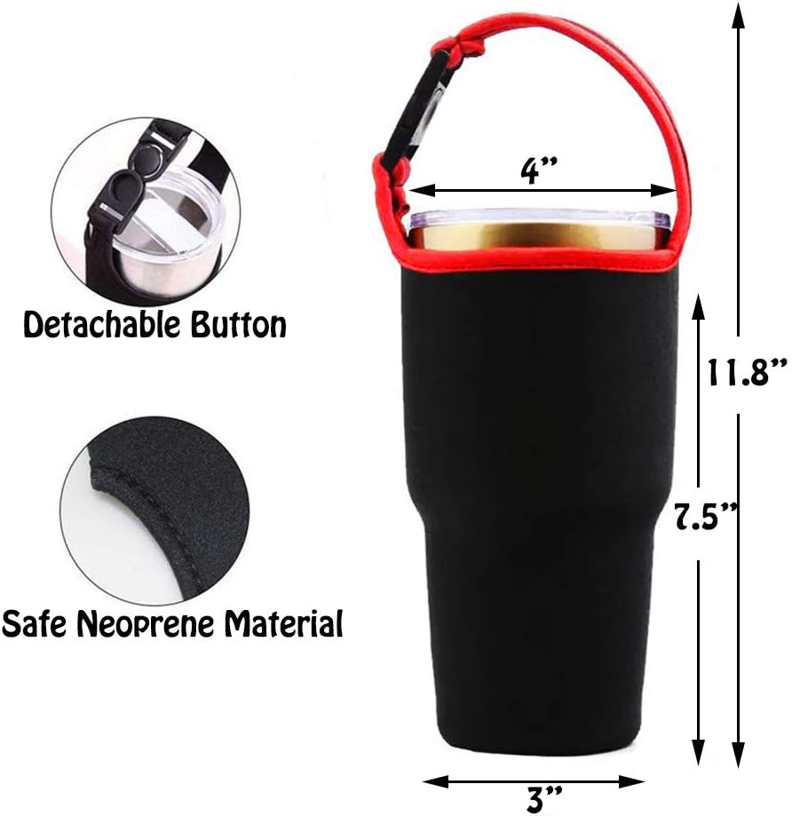 4PCS Tumbler 30oz Carrier Holder Pouch with Shoulder Strap, Fit for YETI, Rtic, Atlin, Ozark Trail, Rambler, Neoprene Sleeve with Carrying Handle