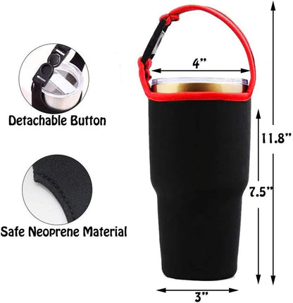 4PCS Tumbler 30oz Carrier Holder Pouch with Shoulder Strap, Fit for YETI, Rtic, Atlin, Ozark Trail, Rambler, Neoprene Sleeve with Carrying Handle