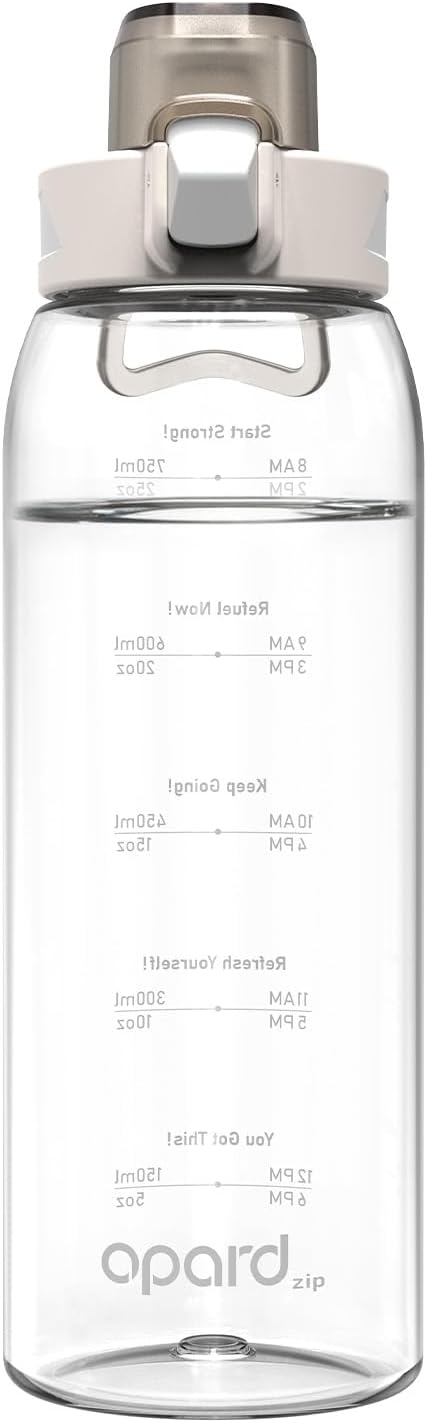 Opard Zip 32oz Plastic Water Bottle Dishwasher Safe, Leakproof Flip-Top Lid, BPA Free Tritan, Wide Mouth Reusable Sports Water Bottle for Gym Hiking Commuting Outdoor Travel and School
