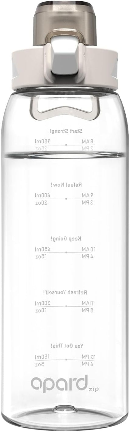 Opard Zip 32oz Plastic Water Bottle Dishwasher Safe, Leakproof Flip-Top Lid, BPA Free Tritan, Wide Mouth Reusable Sports Water Bottle for Gym Hiking Commuting Outdoor Travel and School