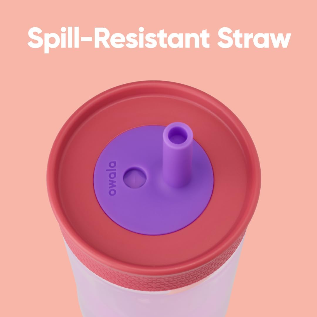 Owala Kids BPA-Free Plastic Tumbler with Spill Resistant Flexible Straw, Easy to Clean, Kids Water Bottle, Great for Travel, Dishwasher Safe, 15 Oz, Skate Park