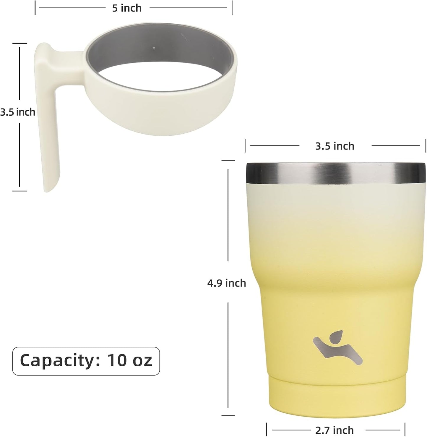 Konokyo 20 oz Tumbler with Handle and 2 Straw 2 Lid, Insulated Water Bottle Stainless Steel Vacuum Cup Reusable Travel Mug,Black