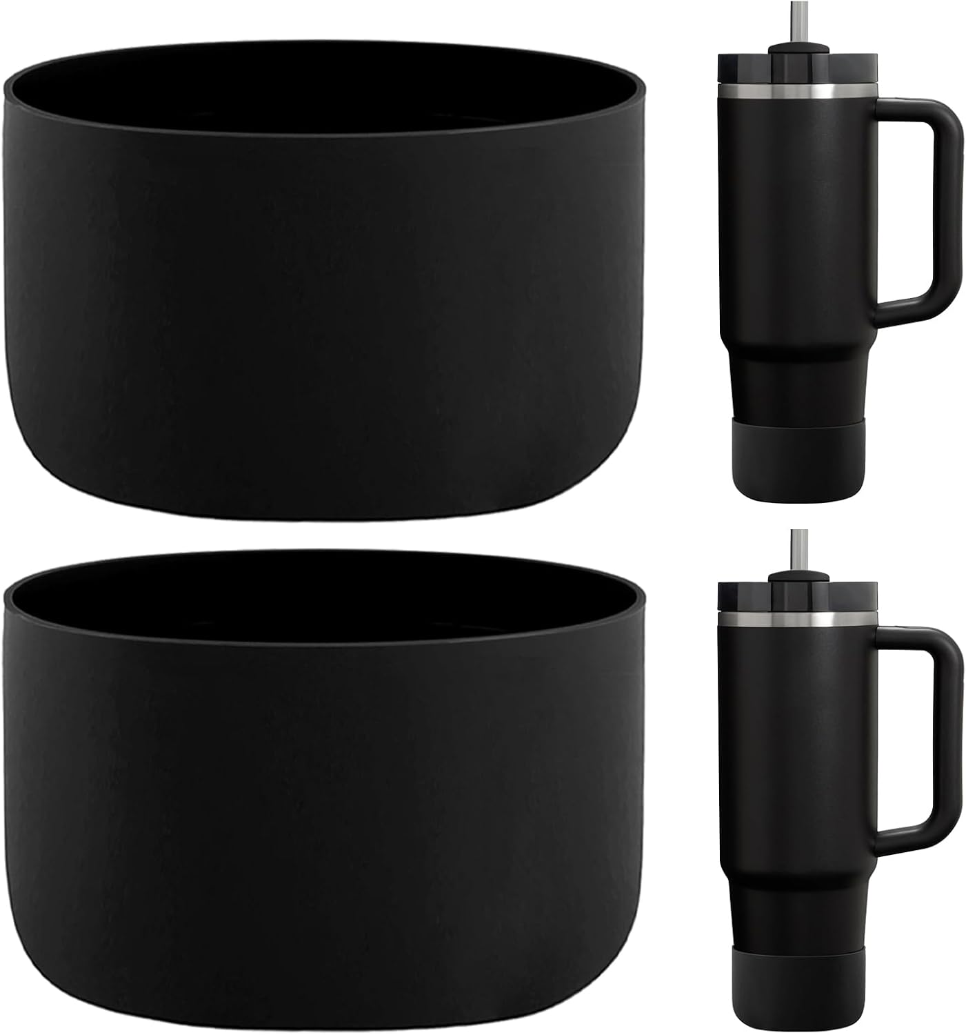 HEYSKAY 2pcs Protective Flask Silicone Boot Base for Stanley Quencher Adventure 40oz & Stanley IceFlow 20oz 30oz Tumbler, and Compatible with 12-24oz Hydro Sport Water Bottles,Yeti and More