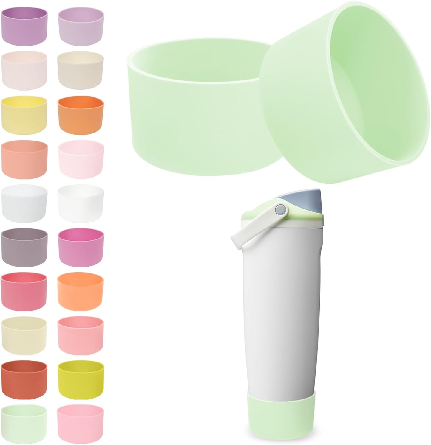 2PCS Silicone Boots for Owala 30oz & 40oz FreeSip Sway Bottles & Tumblers – Non-Slip, Scratch-Resistant, Stability Enhancer for Owala Accessories (Eucalyptus Green) - Colors B