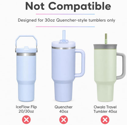 Joshey 12 Inch Tritan Replacement Straws for Stanley 40oz Tumbler - 6 Pack Reusable Long Straws with Cleaning Brush, Fits 30oz & 40oz Stanley Cup Accessories, BPA-Free (6 Colors)