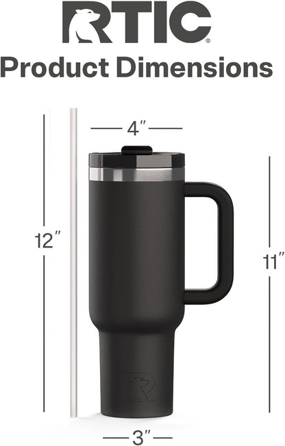 RTIC 30 oz Road Trip Tumbler Double-Walled Ceramic Lined InsulatedStainless Steel Portable Travel Coffee Mug Cup with Lid, Handle and Straw, Periwinkle Bouquet