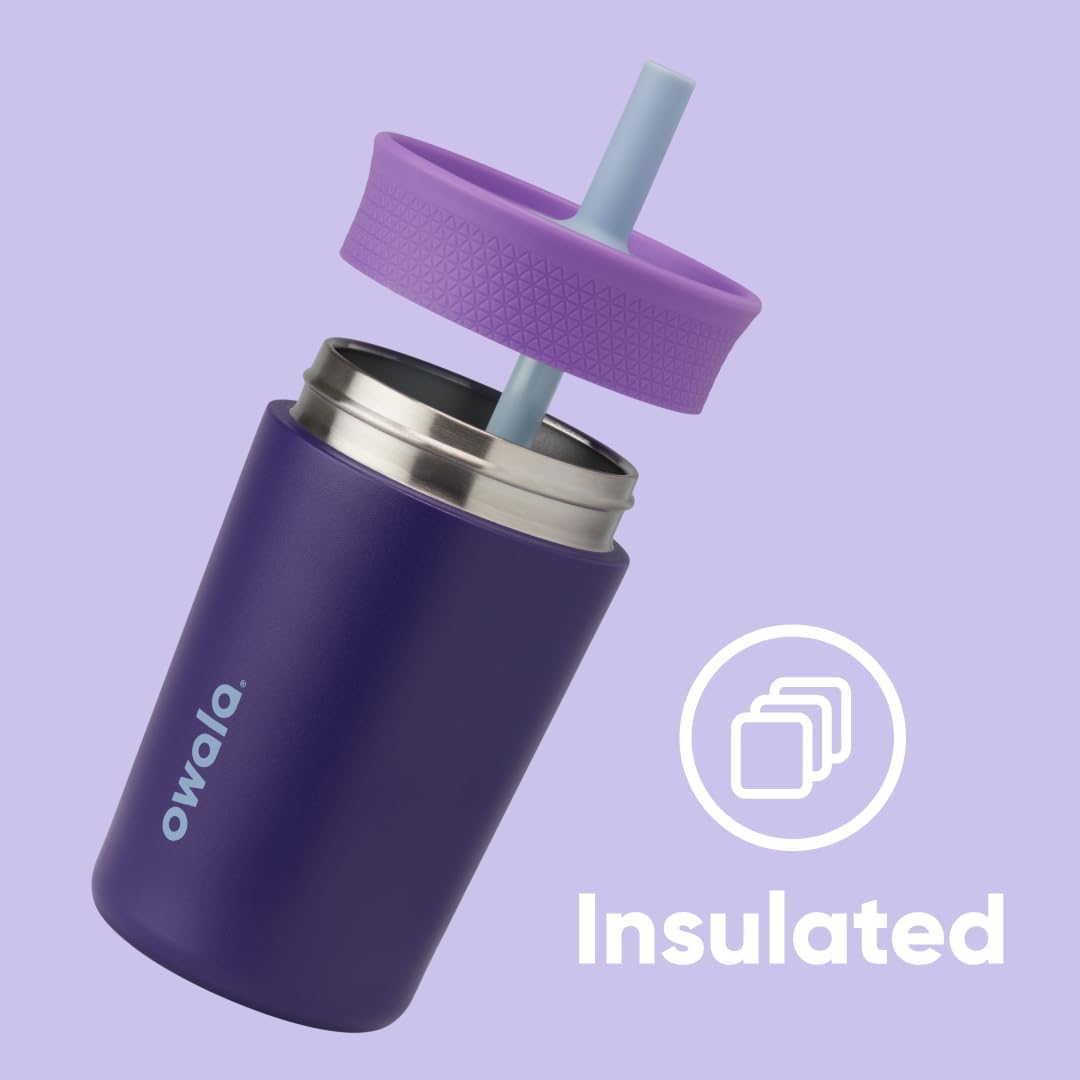 Owala Kids BPA-Free Plastic Tumbler with Spill Resistant Flexible Straw, Easy to Clean, Kids Water Bottle, Great for Travel, Dishwasher Safe, 15 Oz, Skate Park