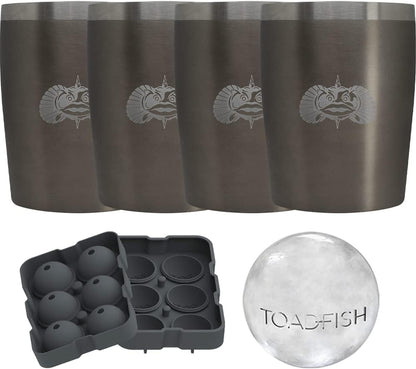 Toadfish Non-tipping 10oz Double Wall Insulated Stainless Steel Rocks Tumbler w/ East Slide Lid - Graphite
