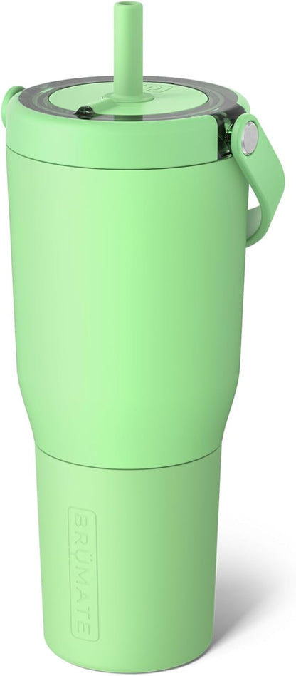 BrüMate Resa 35oz 100% Leakproof Tumbler w/Handle & Straw | Flexible SoftSip Straw | Silicone Sleeve for Durability | Stainless Steel | Cup Holder & Travel Friendly Water Bottle (Java)