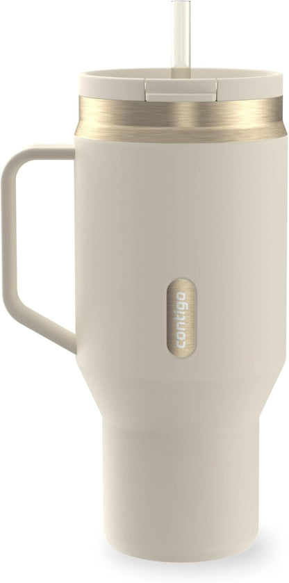 Contigo SnapSeal 30 oz Stainless Steel Vacuum-Insulated Tumbler with Handle & Reusable Straw, Leakproof AutoClose Lid, Cup Holder Friendly, BPA-Free & Lead-Free, Dishwasher Safe