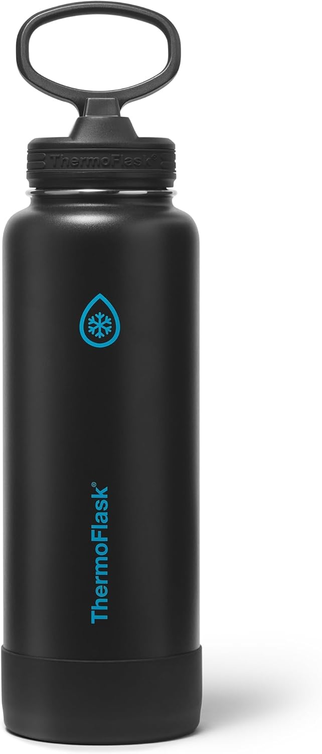 ThermoFlask Insulated Water Bottle with Spout Lid (24 oz, Lemonade Stand) - Leakproof, Stainless Steel Water Bottle for Cold & Hot Drinks, Travel & Daily Hydration