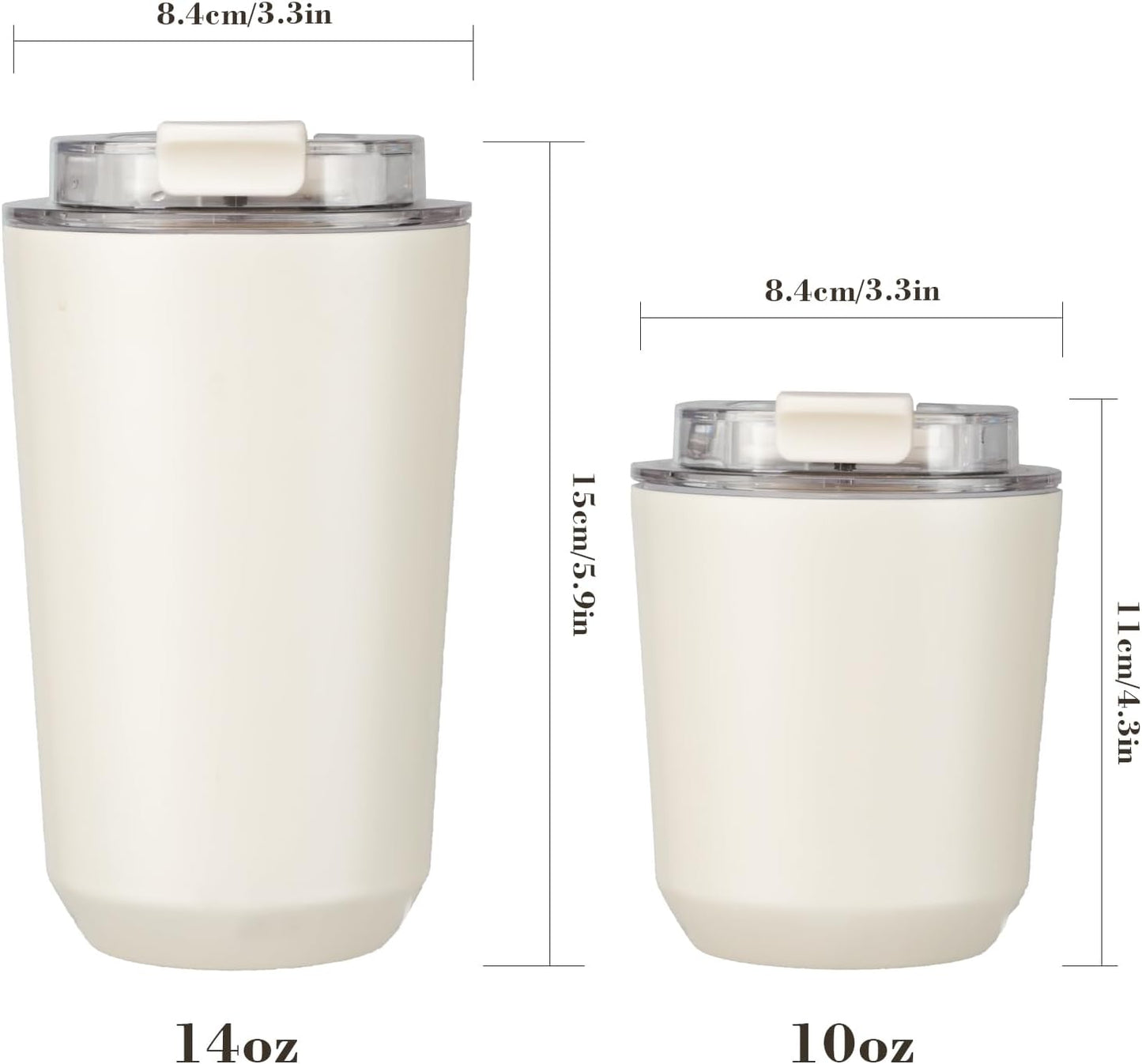 Puraville Insulated Tumblers with Lid, 14 oz Travel Coffee Mug Stainless Steel Vacuum Cup, Leak Proof Reusable Double Walled Coffee Tumbler for Iced and Hot Drinks, Cream