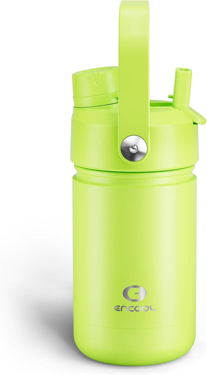 ENCOOL Insulated Water Bottle with Straw Stainless Steel Water Bottle, Leak-Proof, BPA-Free, Double Wall Vacuum Keeps Cold for 24 Hours for Sports, Travel, School (26 oz, Cotton Candy) - Colors A