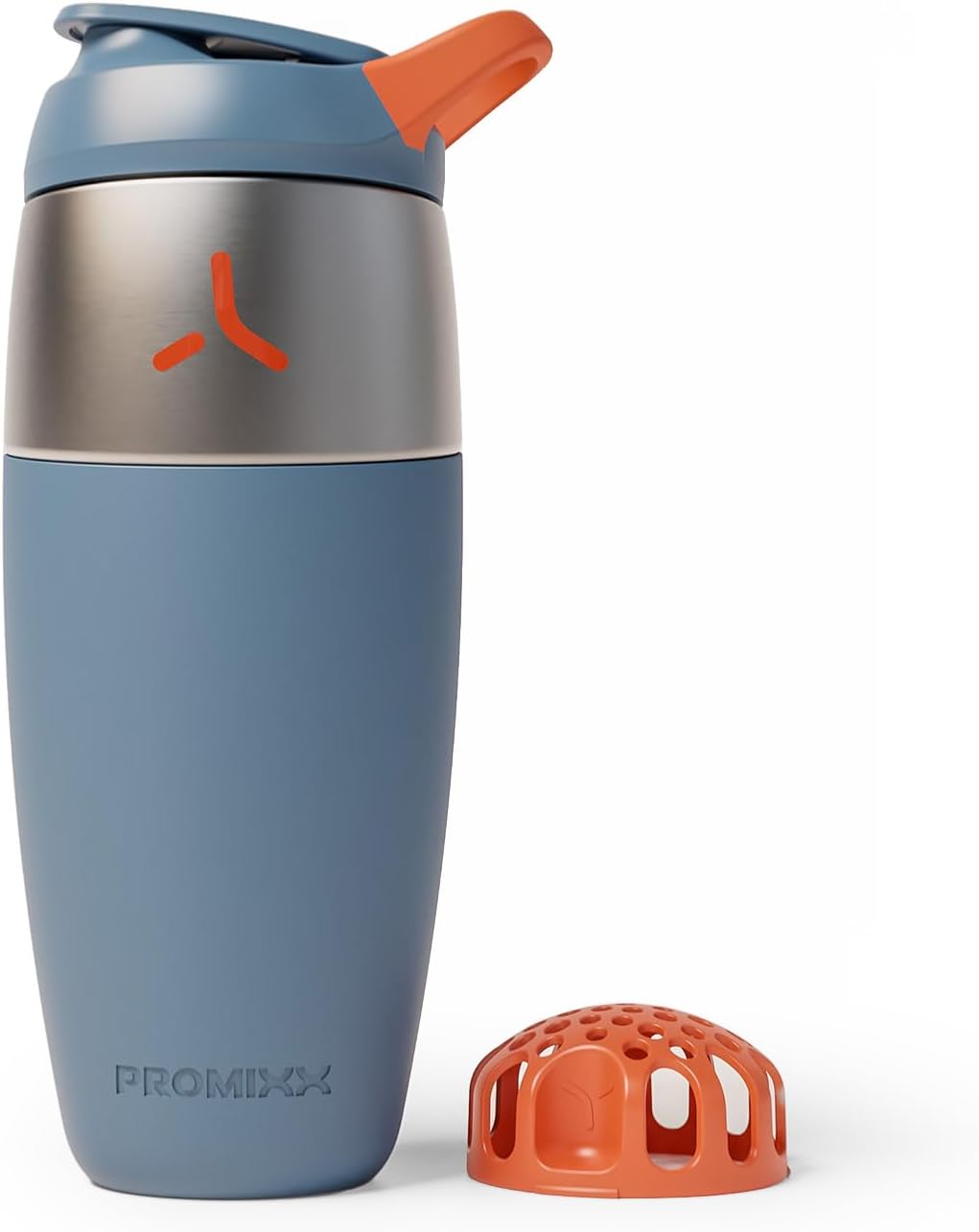 Promixx Pursuit Stainless Steel Shaker Bottle - 26oz Lightweight Metal Protein Mixer with Snap-Fit Agitator for Smooth Shakes - Leak-Proof Gym Shaker Cup for Fitness & Travel - Midnight Blue