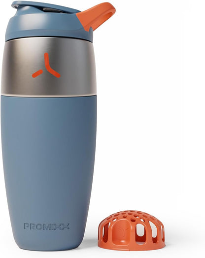 Promixx Pursuit Stainless Steel Shaker Bottle - 26oz Lightweight Metal Protein Mixer with Snap-Fit Agitator for Smooth Shakes - Leak-Proof Gym Shaker Cup for Fitness & Travel - Midnight Blue