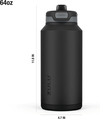 ZULU Powerfill Pro 32oz Stainless Steel Water Bottle with Quick Fill Lid, Triple Walled Vacuum Insulated Metal, Leak Proof Locking Lid, Sip and Chug, Reusable BPA Free, High Tide