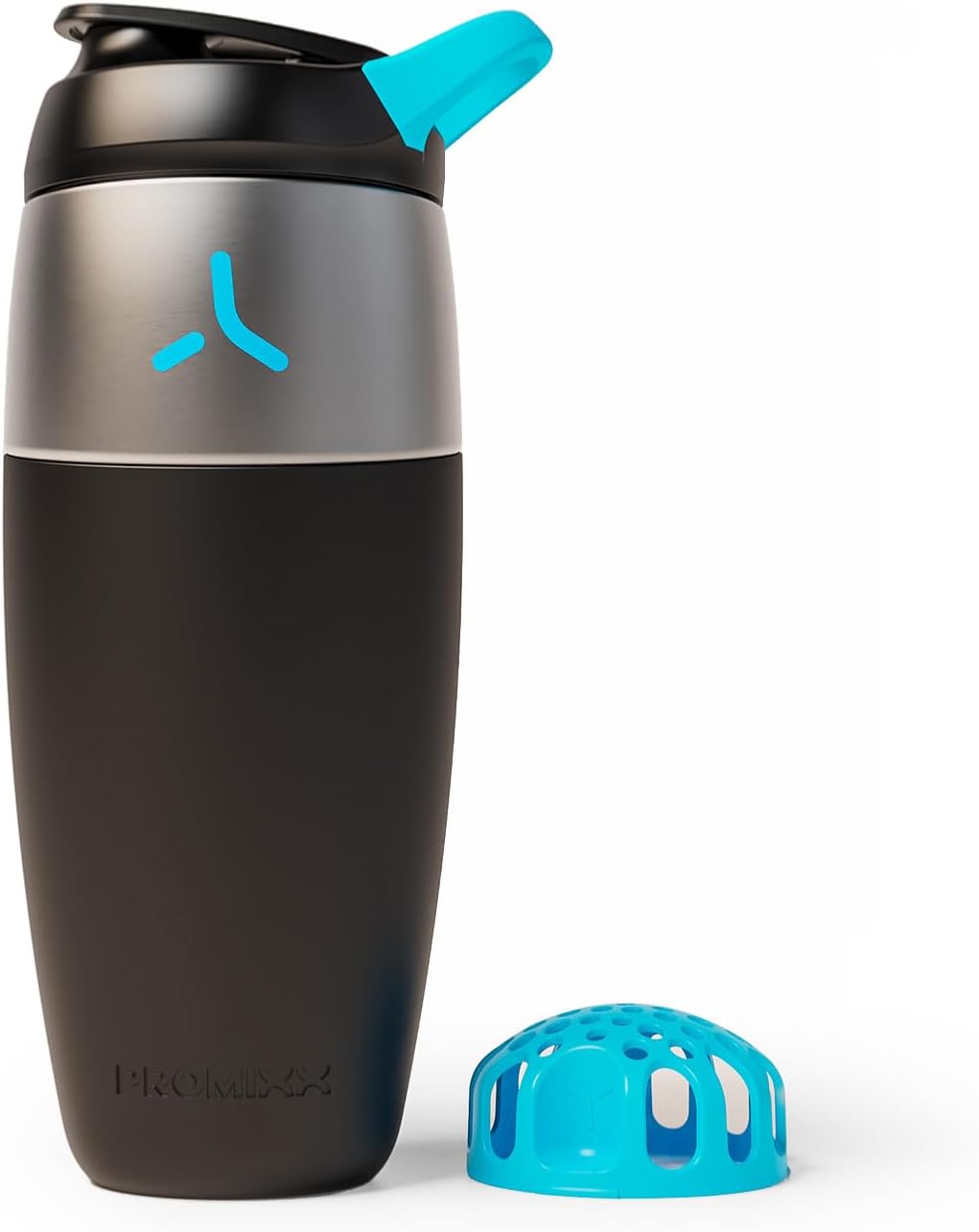 Promixx Pursuit Stainless Steel Shaker Bottle - 26oz Lightweight Metal Protein Mixer with Snap-Fit Agitator for Smooth Shakes - Leak-Proof Gym Shaker Cup for Fitness & Travel - Midnight Blue