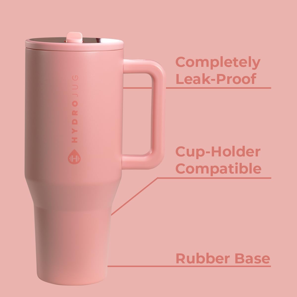 HydroJug Traveler - 40 oz Water Bottle with Handle & Flip Straw - Fits in Cup Holder, Leak Resistant Tumbler-Reusable Insulated Stainless Steel & Rubber Base - Gifts for Women & Men, Light Blue