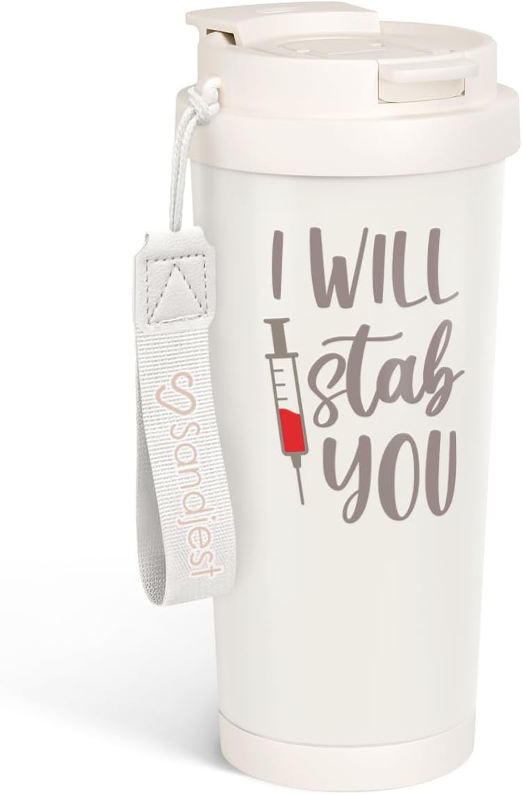 SANDJEST American Flag Tumbler - Stainless Steel 2-in-1 Lid Coffee Tumbler 18 oz, Patriotic Insulated Travel Mug Gift for Men Husband Dad, Birthday Christmas