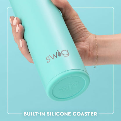 Swig Life 36oz Insulated Water Bottle, Travel Water Bottle with Straw and Lid, Cup Holder Friendly, Stainless Steel (Pickleball)