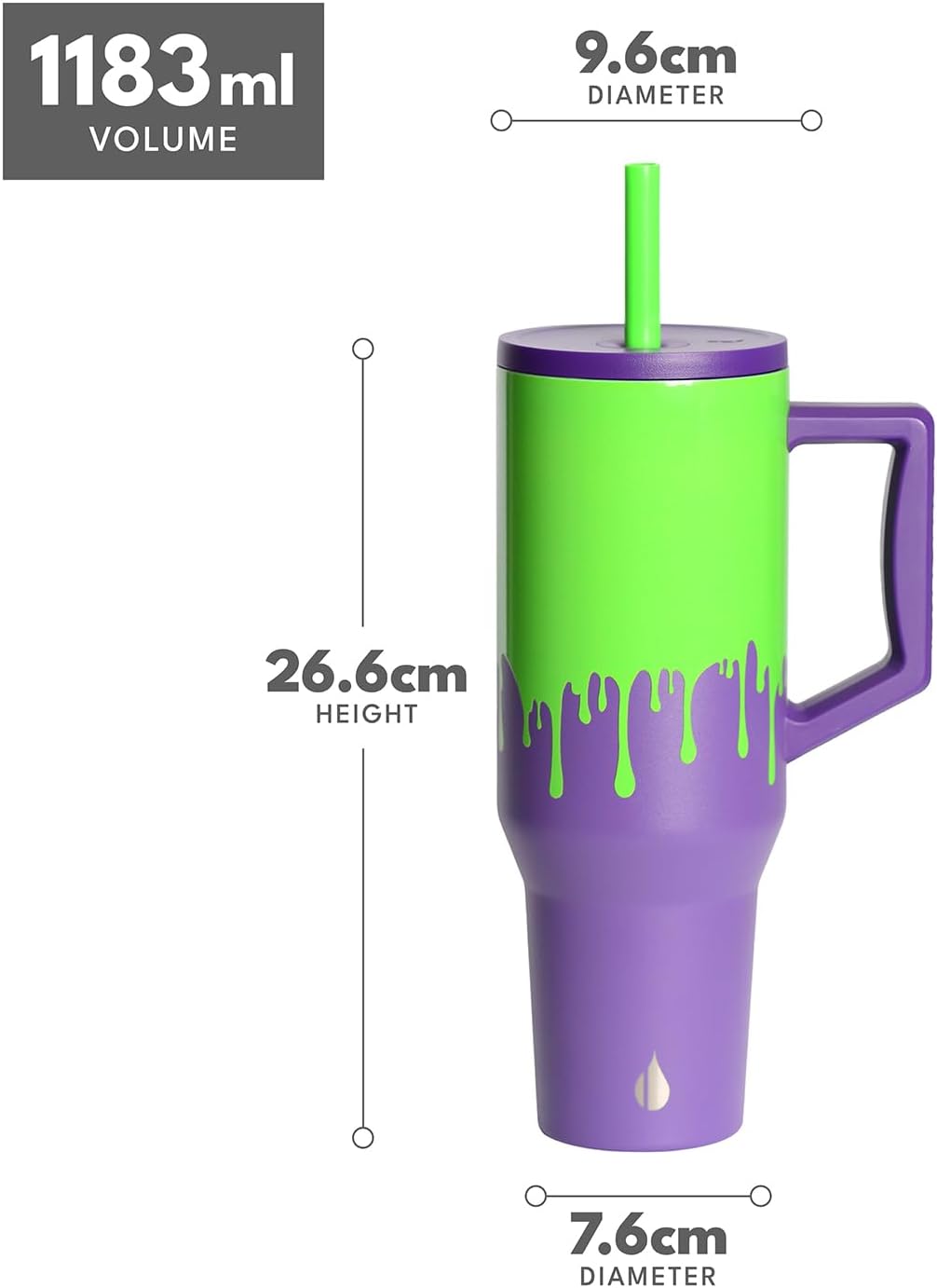Elemental 32 oz 100% Leak Proof Tumbler with Handle & Straw - Stainless Steel Double Wall Insulated Tumbler for Hot and Cold Beverages - Travel Coffee Mug with Sip & Straw Lid - White - Colors B
