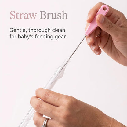 Ariseno 5-in-1 Baby Bottle Cleaner Set, Including Nylon & Silicone Bottle Brush, Cap, Straw & Nipple Brushes, BPA-Free (Grey)