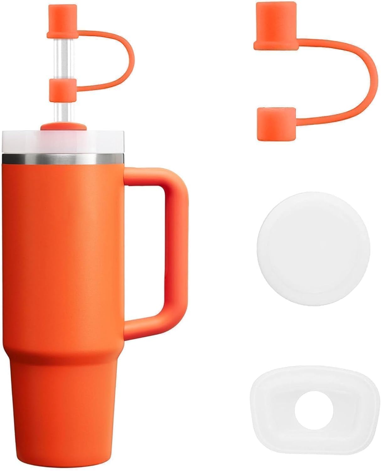 MOLOSLEEVE 21 Colors Straw Toppers Include A Set of Leak-proof Plugs, for Stanley Straw Covers Cap for Stanley Cup 2.0 30oz, 40oz, Silicone, Dust-Proof （Clear）