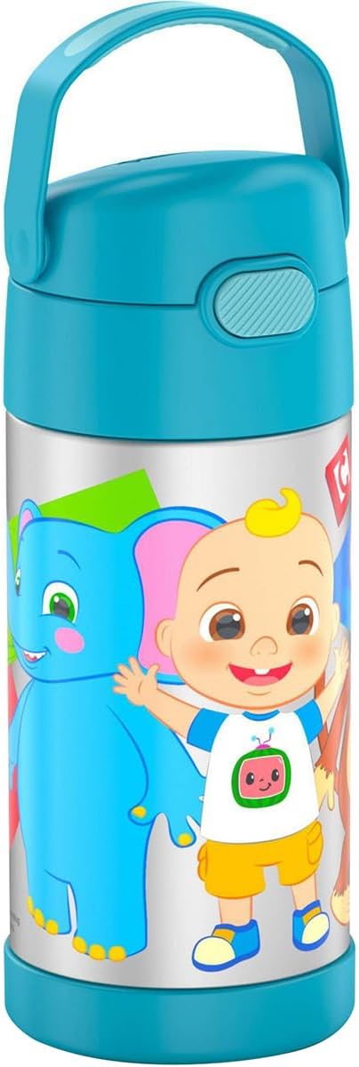 THERMOS FUNTAINER Water Bottle with Straw - 12 Ounce - Kids Stainless Steel Vacuum Insulated Water Bottle with Lid, Bluey - Colors B