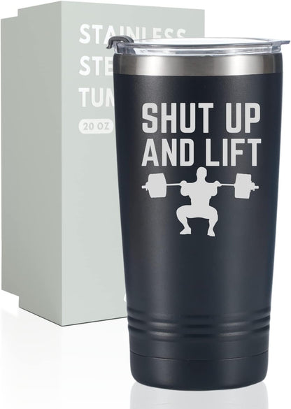 Onebttl Weightlifting Workout Gifts for Men, 20oz Stainless Steel Tumbler with Lid Straw, Sport Exercise Training Gifts for Birthday, Christmas - Lift