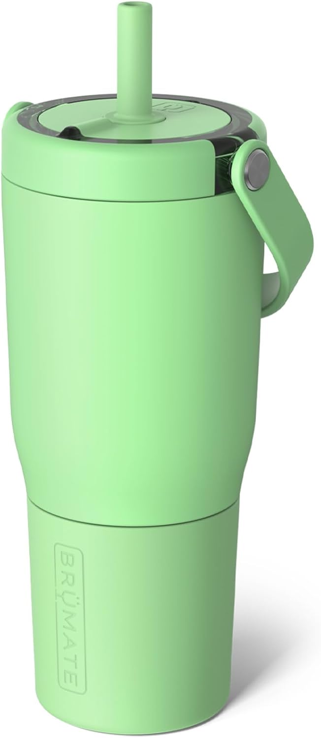BrüMate Resa 35oz 100% Leakproof Tumbler w/Handle & Straw | Flexible SoftSip Straw | Silicone Sleeve for Durability | Stainless Steel | Cup Holder & Travel Friendly Water Bottle (Java)