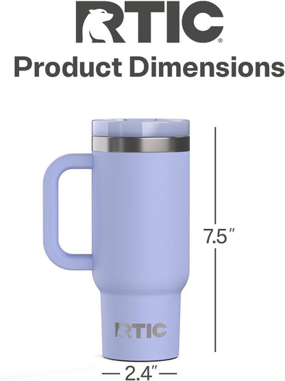 RTIC Little Road Trip Tumbler 16oz for Kids with Straw Lid and Handle, Ceramic Lined, Insulated Stainless Steel Travel Water Mug Cup, Leak-Proof, RTIC Ice Glitter
