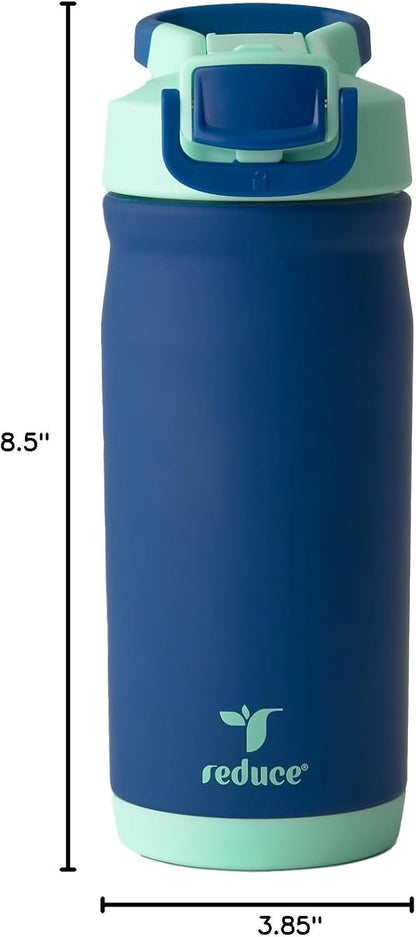Reduce Hydrate Pro Kids 14oz Stainless Steel Insulated Water Bottle w/Straw – Spill Proof Tumbler for Kids – 30 Hour Cold Retention – Dishwasher Safe Leak-Proof Design - Abstract Flowers