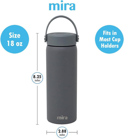 MIRA 18 oz Tea Infuser Thermo - Stainless Steel Travel Bottle with Removable Strainer for Loose Leaf Tea - Insulated Hot & Cold Brew Steeper - White