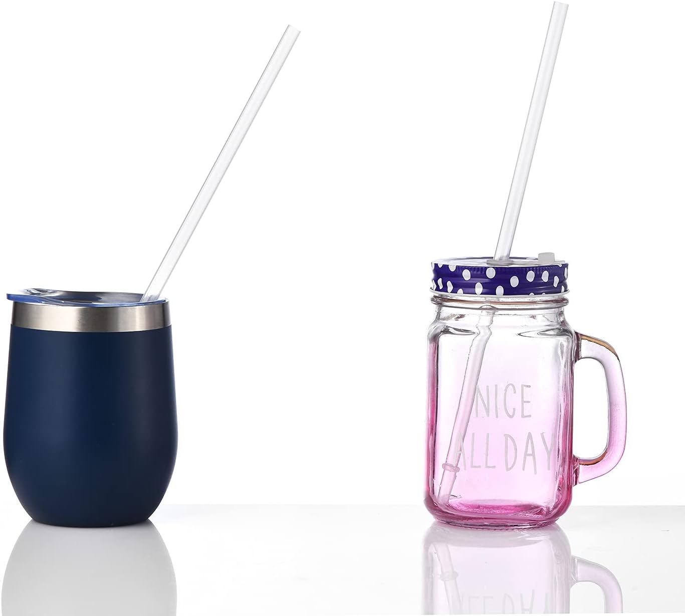 ALINK 12-Pack Reusable Clear Plastic Straws, 10.5 in x 0.3 in Replacement Tumbler Straws, BPA-Free Dishwasher-Safe Hard Straws with Brush for Stanley, YETI, Starbucks, Owala, Mason Jars 16–32 oz Cups