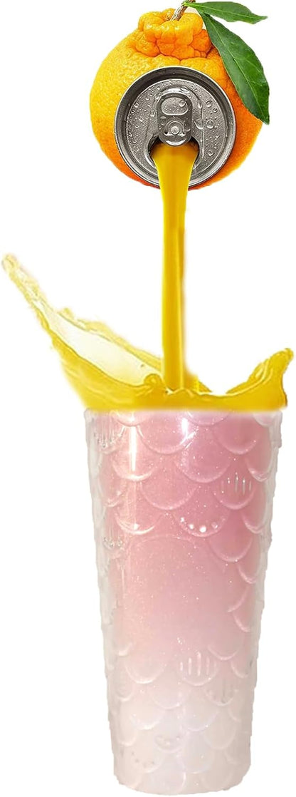 Studded Tumbler With Straw Tumblers With Lids And Straws Iridescent Blue Cups Water Cup With Straw And Lid BPA-Free Double-Wall Plastic for Iced Coffee Cups or Water 24 Oz