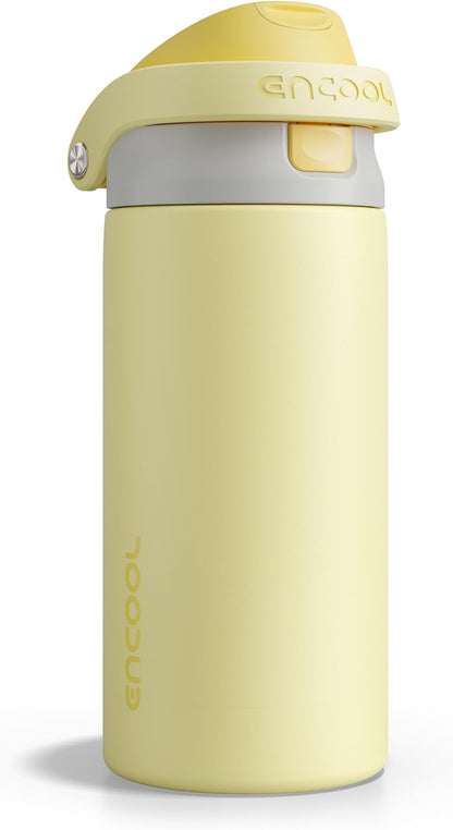 ENCOOL Leakproof Insulated Water Bottle with Straw Dual-Sip Water Bottle Bag-Safe Design for Work, Commute & Gym – Keeps Drinks Cold All Day, 24 oz, Lemonade Pink - Colors A
