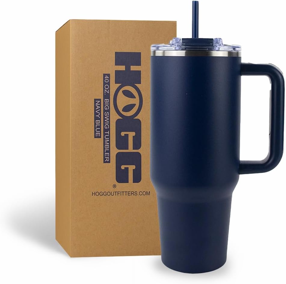 Hogg Big Swig 40 oz Tumbler with Handle and Straw - Red, 40oz Insulated Stainless Steel, Water Tumbler with Straw, Water Cup with Handle, Versatile Leak Proof Lid