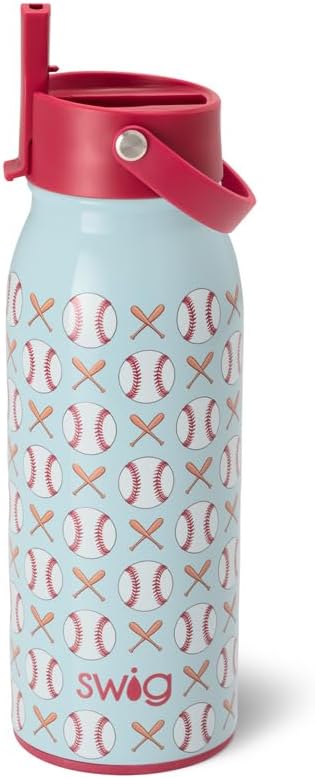 Swig Life 36oz Insulated Water Bottle, Travel Water Bottle with Straw and Lid, Cup Holder Friendly, Stainless Steel (Pickleball)