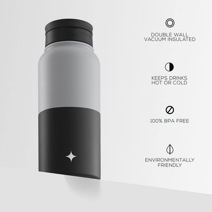 JoyJolt Triple Insulated Water Bottle with Straw Lid AND Flip Lid! 22oz Water Bottle, 12 Hour Hot/Cold Vacuum Insulated Stainless Steel Water Bottle. BPA-Free Leakproof Water Bottles - Thermos Bottle
